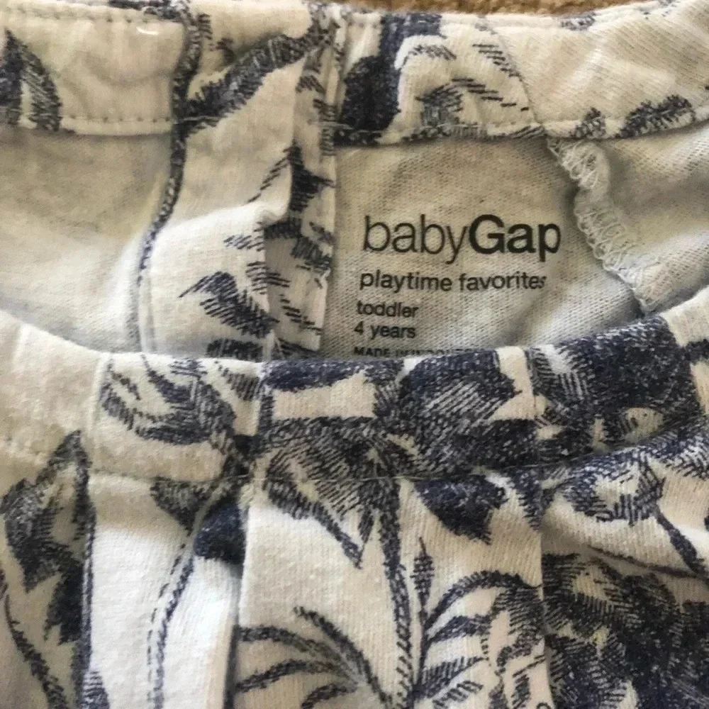 Baby gap blue girls floral flutter sleeve top 4 4t xs